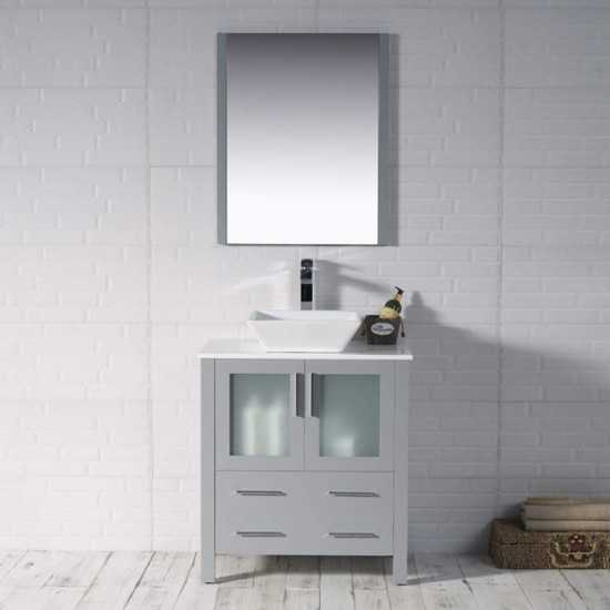 Sydney 30 Inch Vanity with Ceramic Vessel Sink - Metal Grey