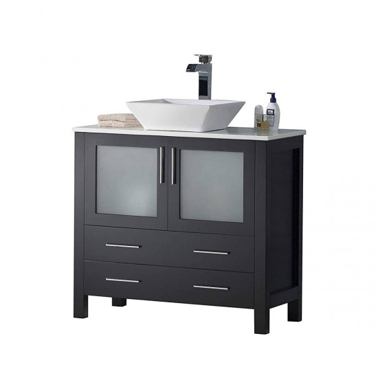 Sydney 36 Inch Vanity with Ceramic Vessel Sink - Espresso