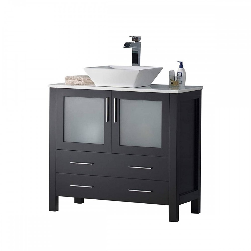 Sydney 36 Inch Vanity with Ceramic Vessel Sink - Espresso