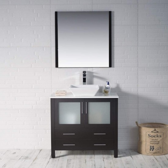 Sydney 36 Inch Vanity with Ceramic Vessel Sink - Espresso