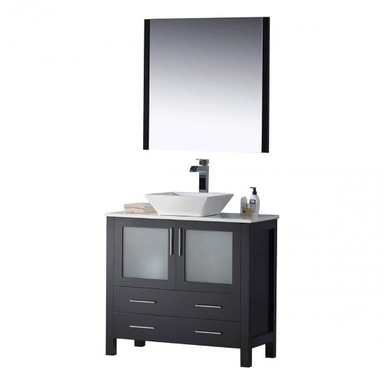 Sydney 36 Inch Vanity with Ceramic Vessel Sink & Mirror - Espresso