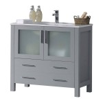 Sydney 36 Inch Vanity with Ceramic Sink - Metal Grey
