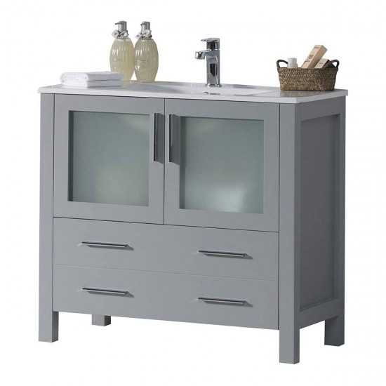 Sydney 36 Inch Vanity with Ceramic Sink - Metal Grey