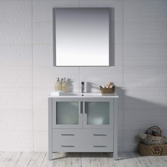 Sydney 36 Inch Vanity with Ceramic Sink - Metal Grey