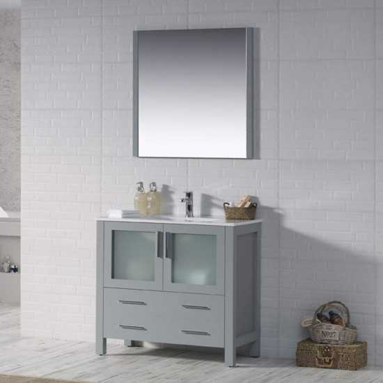 Sydney 36 Inch Vanity with Ceramic Sink - Metal Grey