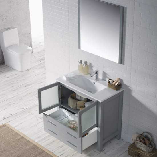 Sydney 36 Inch Vanity with Ceramic Sink - Metal Grey