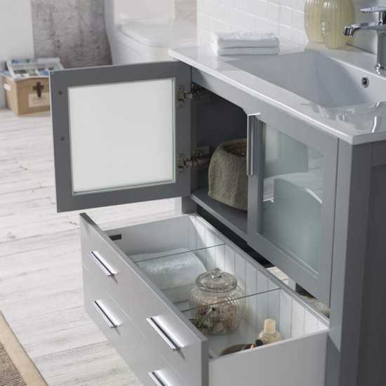 Sydney 36 Inch Vanity with Ceramic Sink - Metal Grey