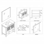 Sydney 36 Inch Vanity with Ceramic Sink & Mirror - Metal Grey