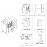Sydney 36 Inch Vanity Base only with Side Cabinet - White