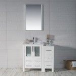 Sydney 36 Inch Vanity Base only with Side Cabinet - White