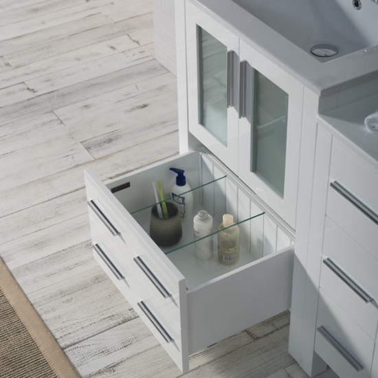 Sydney 36 Inch Vanity Base only with Side Cabinet - White
