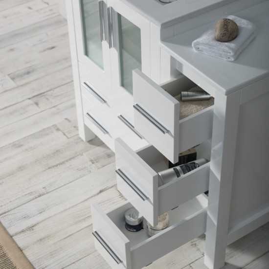 Sydney 36 Inch Vanity Base only with Side Cabinet - White