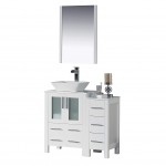 Sydney 36 Inch Vanity with Ceramic Vessel Sink & Mirror & Side Cabinet - White