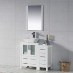 Sydney 36 Inch Vanity with Ceramic Vessel Sink & Mirror & Side Cabinet - White