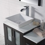 36 Inch Vanity with Ceramic Vessel Sink & Mirror & Side Cabinet - Espresso