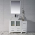 Sydney 42 Inch Vanity with Ceramic Vessel Sink & Mirror & Side Cabinet - White