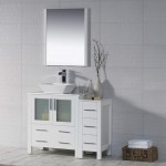 Sydney 42 Inch Vanity with Ceramic Vessel Sink & Mirror & Side Cabinet - White