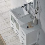 Sydney 42 Inch Vanity with Ceramic Vessel Sink & Mirror & Side Cabinet - White