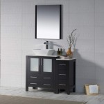 42 Inch Vanity with Ceramic Vessel Sink & Mirror & Side Cabinet - Espresso
