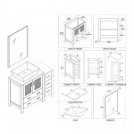 42 Inch Vanity with Ceramic Vessel Sink & Mirror & Side Cabinet - Espresso