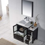 42 Inch Vanity with Ceramic Vessel Sink & Mirror & Side Cabinet - Espresso