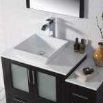 42 Inch Vanity with Ceramic Vessel Sink & Mirror & Side Cabinet - Espresso