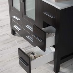 42 Inch Vanity with Ceramic Vessel Sink & Mirror & Side Cabinet - Espresso