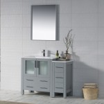 Sydney 42 Inch Vanity Base only with Side Cabinet - Metal Grey