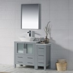 Sydney 42 Inch Vanity Base only with Side Cabinet - Metal Grey