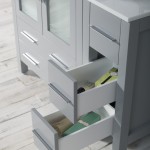Sydney 42 Inch Vanity Base only with Side Cabinet - Metal Grey