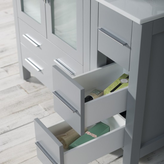 Sydney 42 Inch Vanity Base only with Side Cabinet - Metal Grey