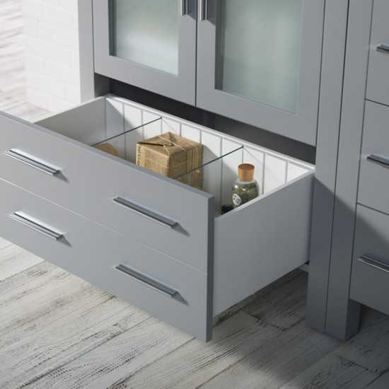 Sydney 42 Inch Vanity Base only with Side Cabinet - Metal Grey