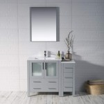 Sydney 42 Inch Vanity with Ceramic Sink & Side Cabinet - Metal Grey