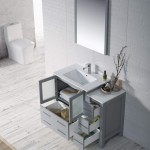 Sydney 42 Inch Vanity with Ceramic Sink & Side Cabinet - Metal Grey