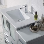 Sydney 42 Inch Vanity with Ceramic Sink & Side Cabinet - Metal Grey