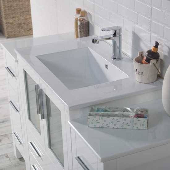 Sydney 54 Inch Vanity with Ceramic Sink - White