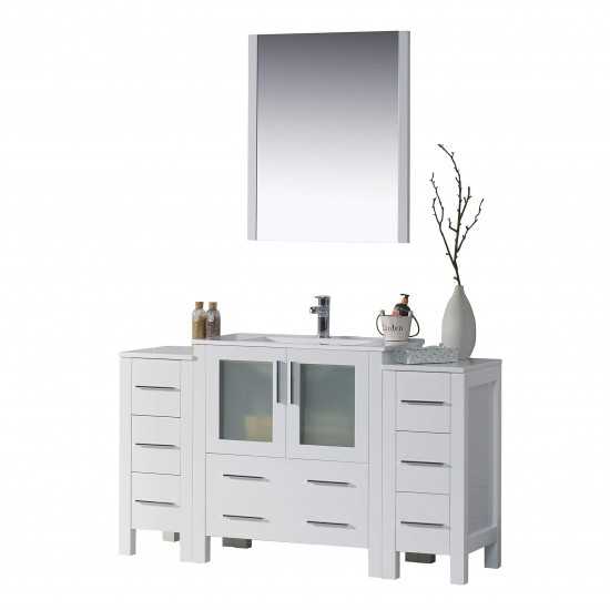 Sydney 54 Inch Vanity with Ceramic Sink & Mirror - White