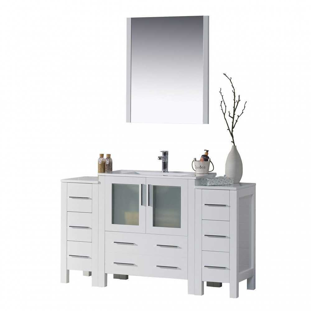 Sydney 54 Inch Vanity with Ceramic Sink & Mirror - White