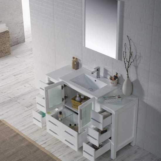 Sydney 54 Inch Vanity with Ceramic Sink & Mirror - White