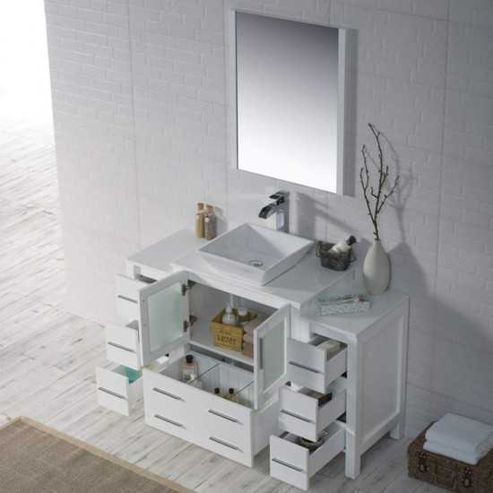 Sydney 54 Inch Vanity with Ceramic Vessel Sink - White