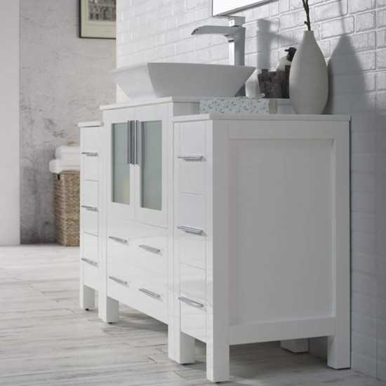Sydney 54 Inch Vanity with Ceramic Vessel Sink - White