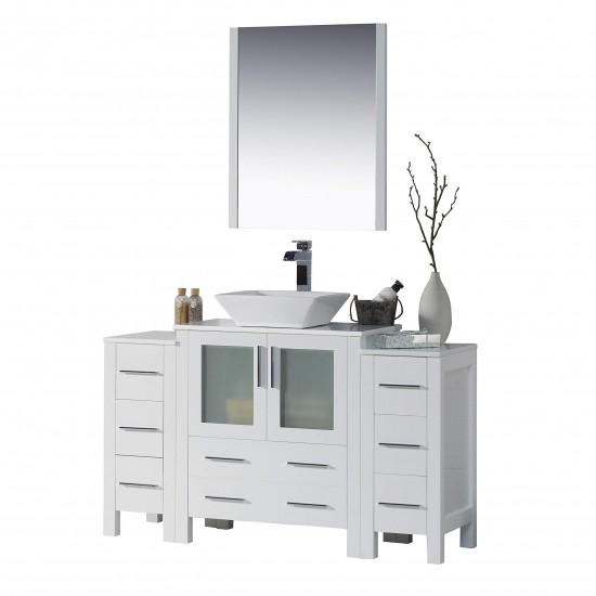 Sydney 54 Inch Vanity with Ceramic Vessel Sink & Mirror - White