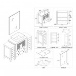 Sydney 54 Inch Vanity with Ceramic Vessel Sink & Mirror - White
