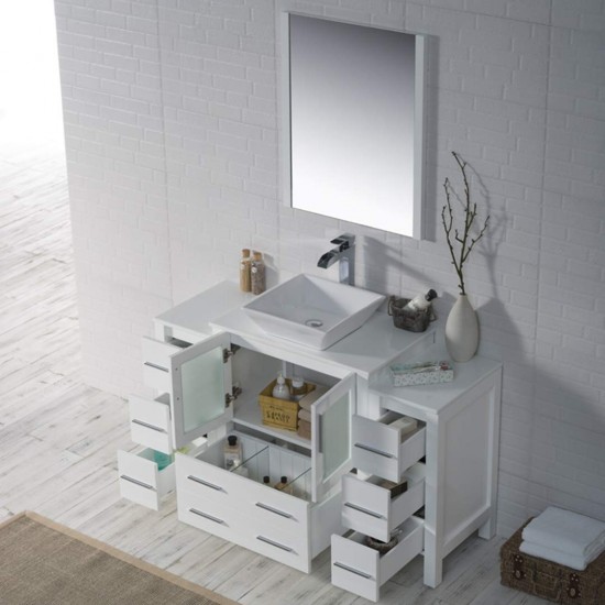 Sydney 54 Inch Vanity with Ceramic Vessel Sink & Mirror - White