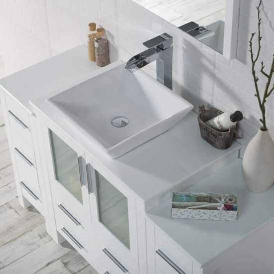 Sydney 54 Inch Vanity with Ceramic Vessel Sink & Mirror - White