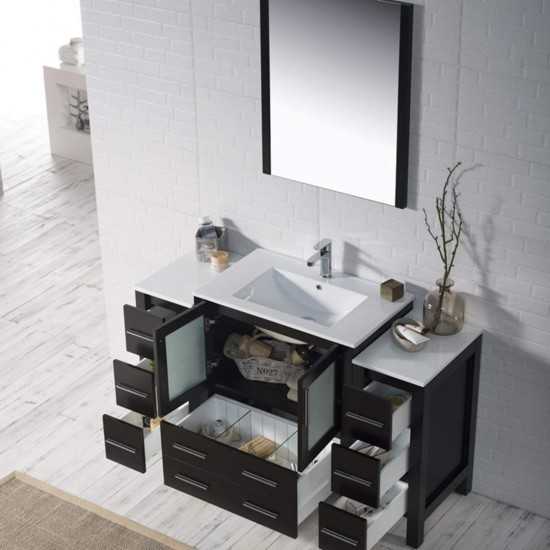 Sydney 54 Inch Vanity with Ceramic Sink & Mirror - Espresso
