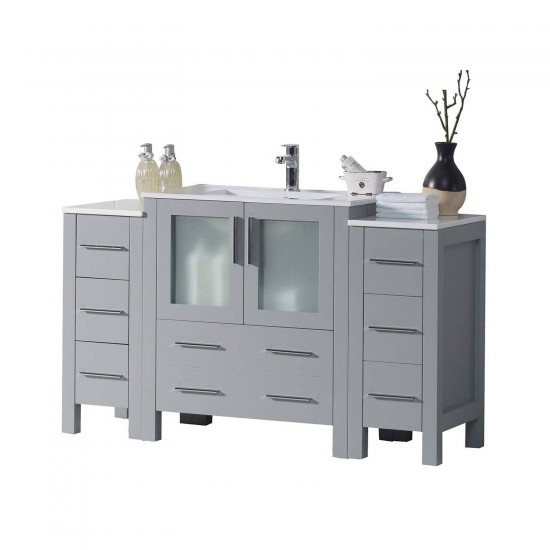 Sydney 54 Inch Vanity with Ceramic Sink - Metal Gray