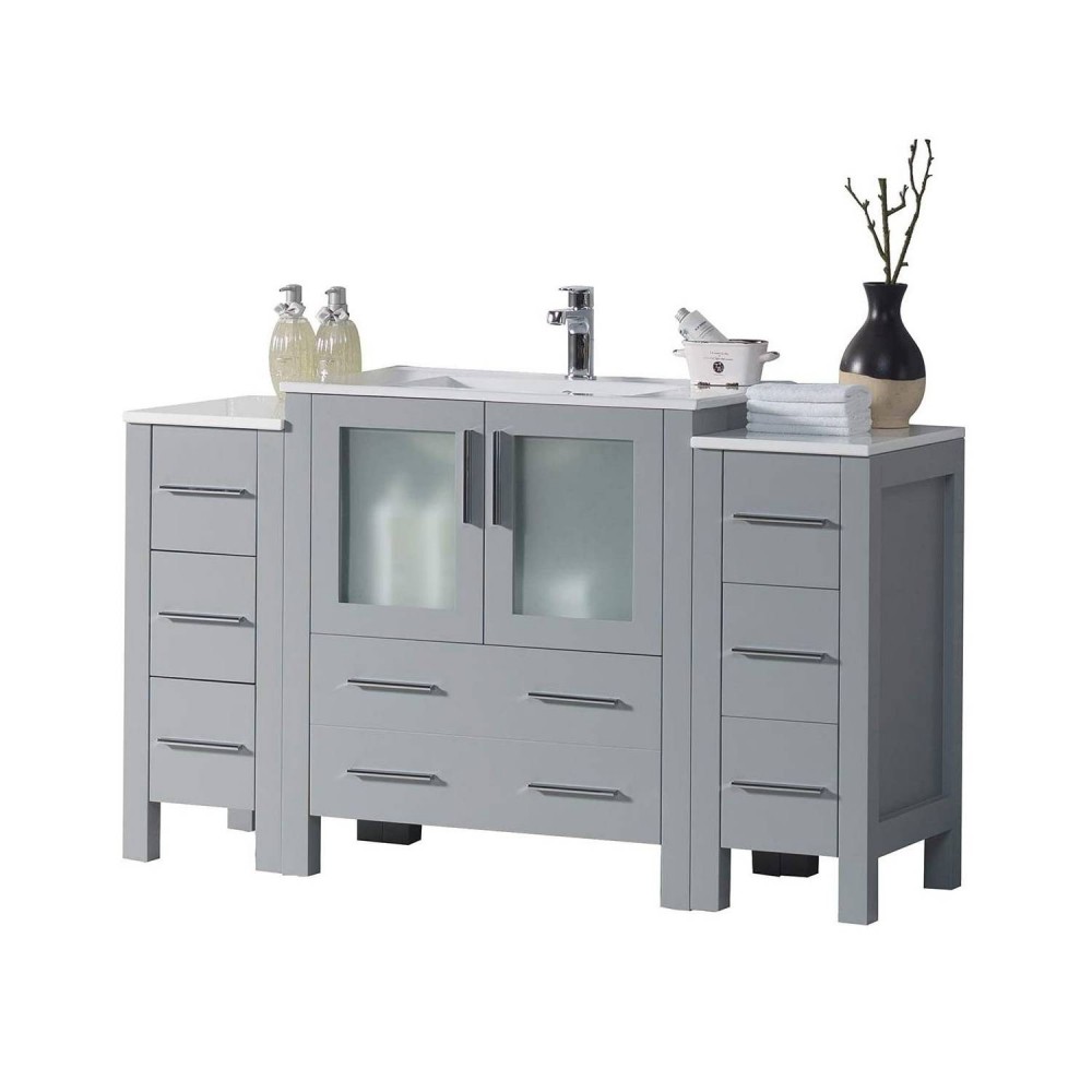 Sydney 54 Inch Vanity with Ceramic Sink - Metal Gray Sydney 54 Inch Vanity with Ceramic Sink - Metal Gray