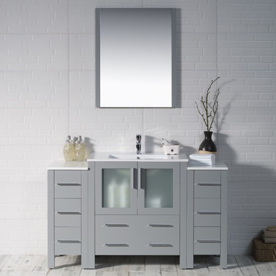 Sydney 54 Inch Vanity with Ceramic Sink - Metal Gray