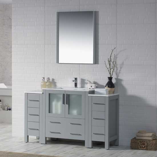 Sydney 54 Inch Vanity with Ceramic Sink - Metal Gray